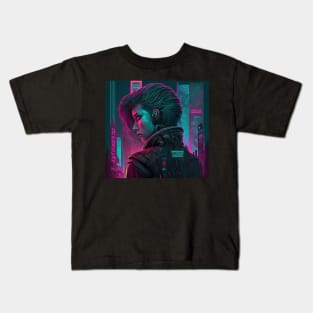 Cyberpunk woman android cyborg Kids T-Shirt